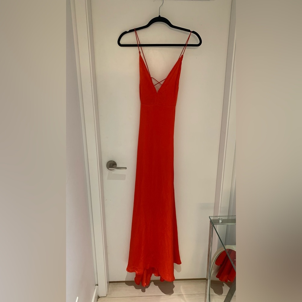 PrettyLittleThing Red Satin Maxi